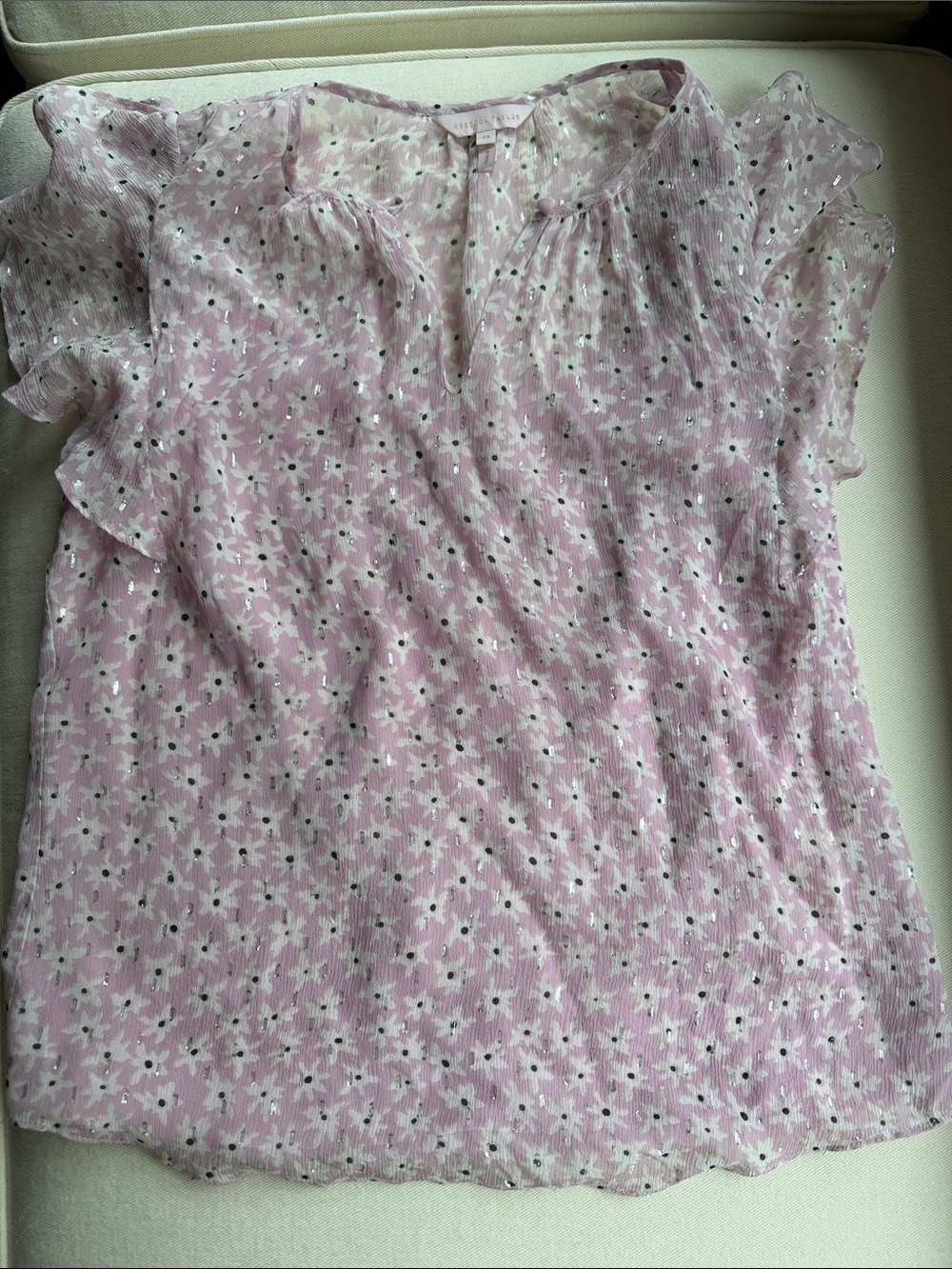 Rebecca Taylor Pink Lavender Floral Button-Front Blouse xs